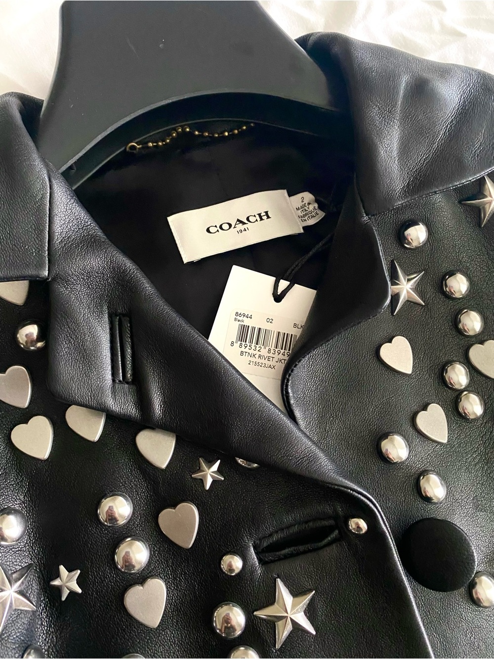 COACH 1941 Black Lamb Leather Rivet
Heart Star Biker Jacket